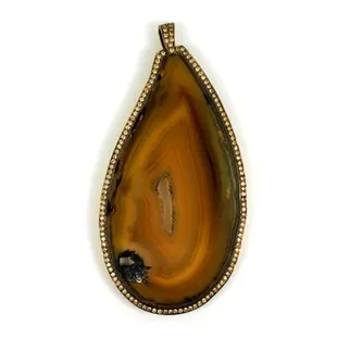 Brazilian Agate slice/diamonds