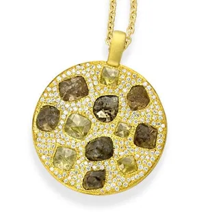Diamond slices/gold pendant