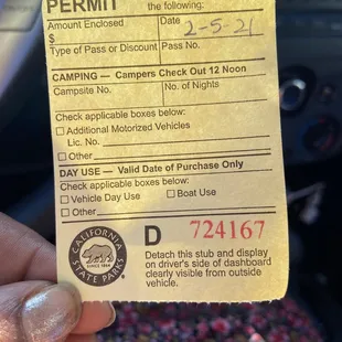 Parking permit 10$ detached envelope slip