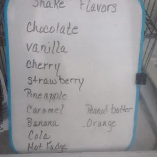 Milkshake Flavors