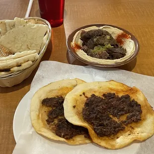 8/29/24 Hummus With Gyro meat and Kibbeh