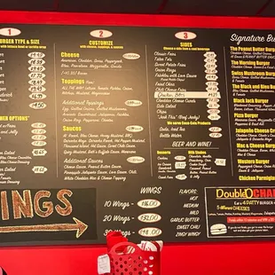 Menu at counter