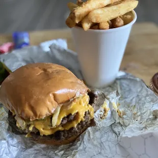 Double Classic Cheeseburger with fries