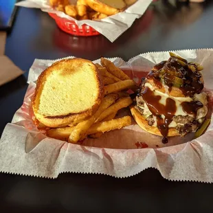 a burger and french fries