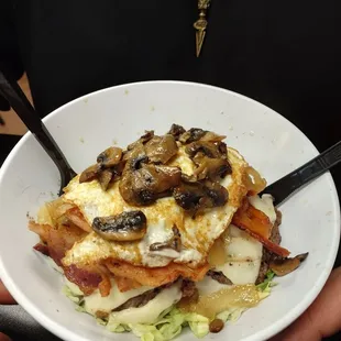 My husbands burger lettuce bowl. Yum!