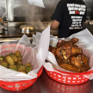 Order Up!! Wings and fried okra.