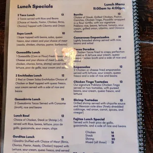 the menu