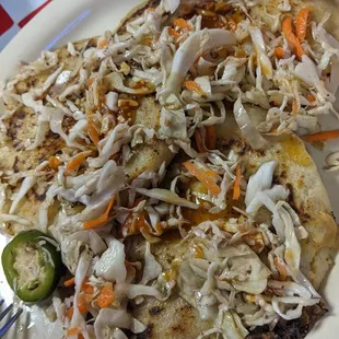 Pupusas with slaw and sauce