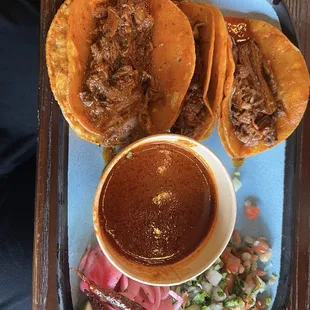 3 Birria Tacos with Consome