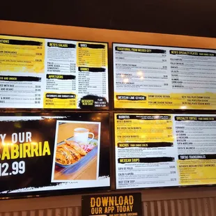 a menu for a mexican restaurant