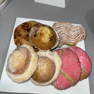 a variety of pastries on a plate