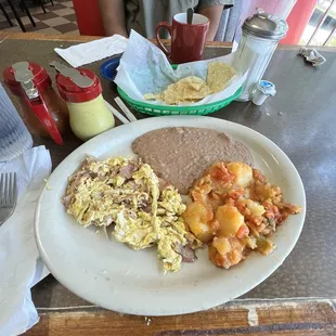 Ham and egg with potato's