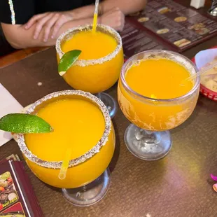 Two mango margaritas for wife and me like always and one orange juice freshly squeezed!