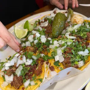 Tacos !!!! So good. CAMPECHANOS beef mixed with chorizo