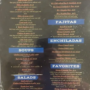menu