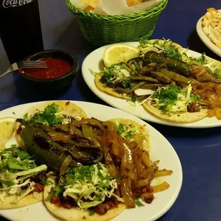 Tons of grilled onions, nopales and jalapeños. Excellent!