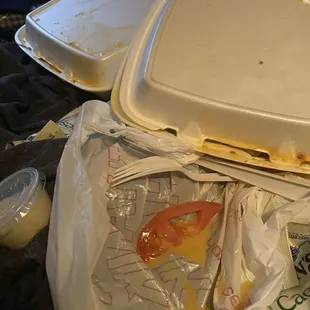 Juice and vegetables in the bag after my daughter started cleaning it up and I told her to stop. RIDICULOUS!