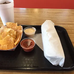 Burrito and chips