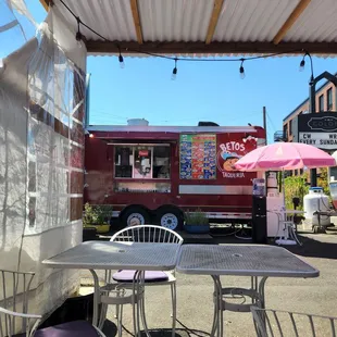 a food truck parked in a parking lot