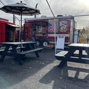 Seating area and food truck