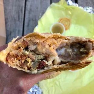 Breakfast burrito with bacon