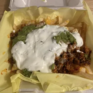 Fries with pastor