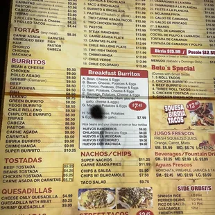 Menu nov 2022 (but not accurate, ordered carne asada fries 11.99, got charged almost $16)