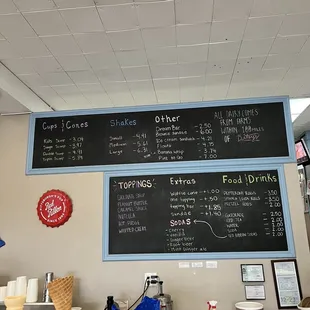 the menu and prices