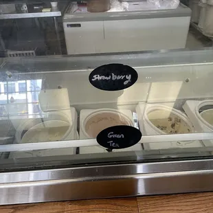 a display of ice creams