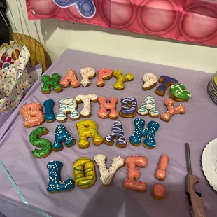 Personalized donuts from my granddaughter's 9th birthday party celebration. Delicious!