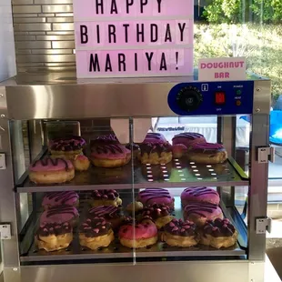 My birthday doughnut bar display . Thank you guys !