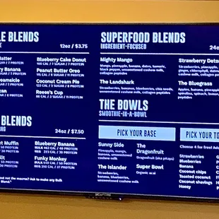 Smoothie menu 6/26/21