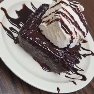 Delicious Coca-Cola Cake &amp; vanilla ice cream.