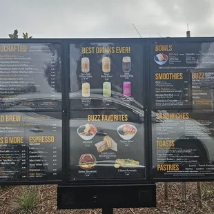 menus and prices on a sign