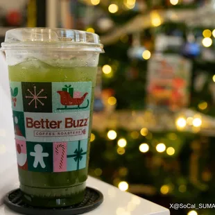 Large Ube Matcha w/o Cold Foam. I&apos;m allergic to milk, I wish I could taste this as it was intended. I sadly did not enjoy this drink.