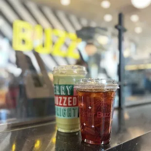 Cold brew coffee and iced matcha latte