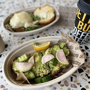 Avo toast and Vanilla bean latte