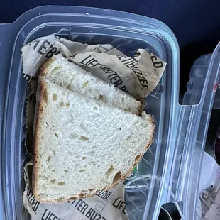 Cold bread with butter and side of Jam not Almond Butter &amp; Jam Toast