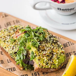 3-Seed Avocado Toast with a Rose Water Latte.