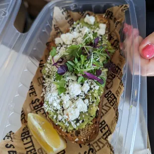 Avocado feta toast, $10