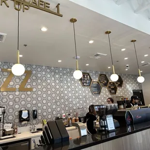 the front counter of a coffee shop