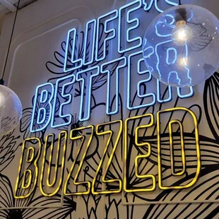 a neon sign in a restaurant