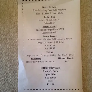 menu