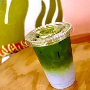 Ube matcha latte