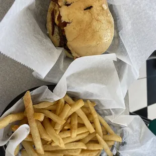 Gluten free burger and fries