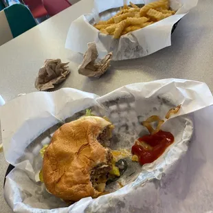 All American Cheeseburger Side of French Fries