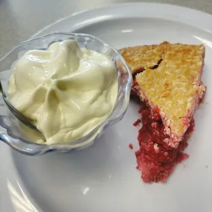 Cherry pie with a side of ice cream.