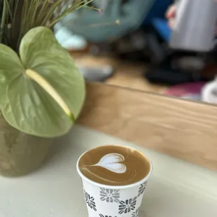 a cup of coffee on a table