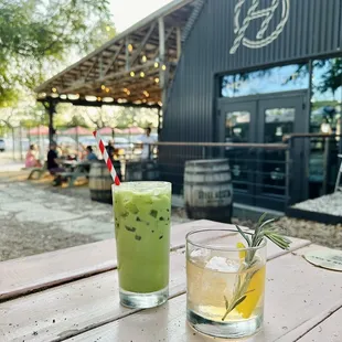 Matcha latte and cocktail