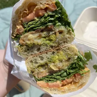 The Breakfast Cibatta with Tomato and Arugula